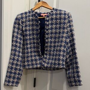 THML Navy and Cream Tweed Blazer